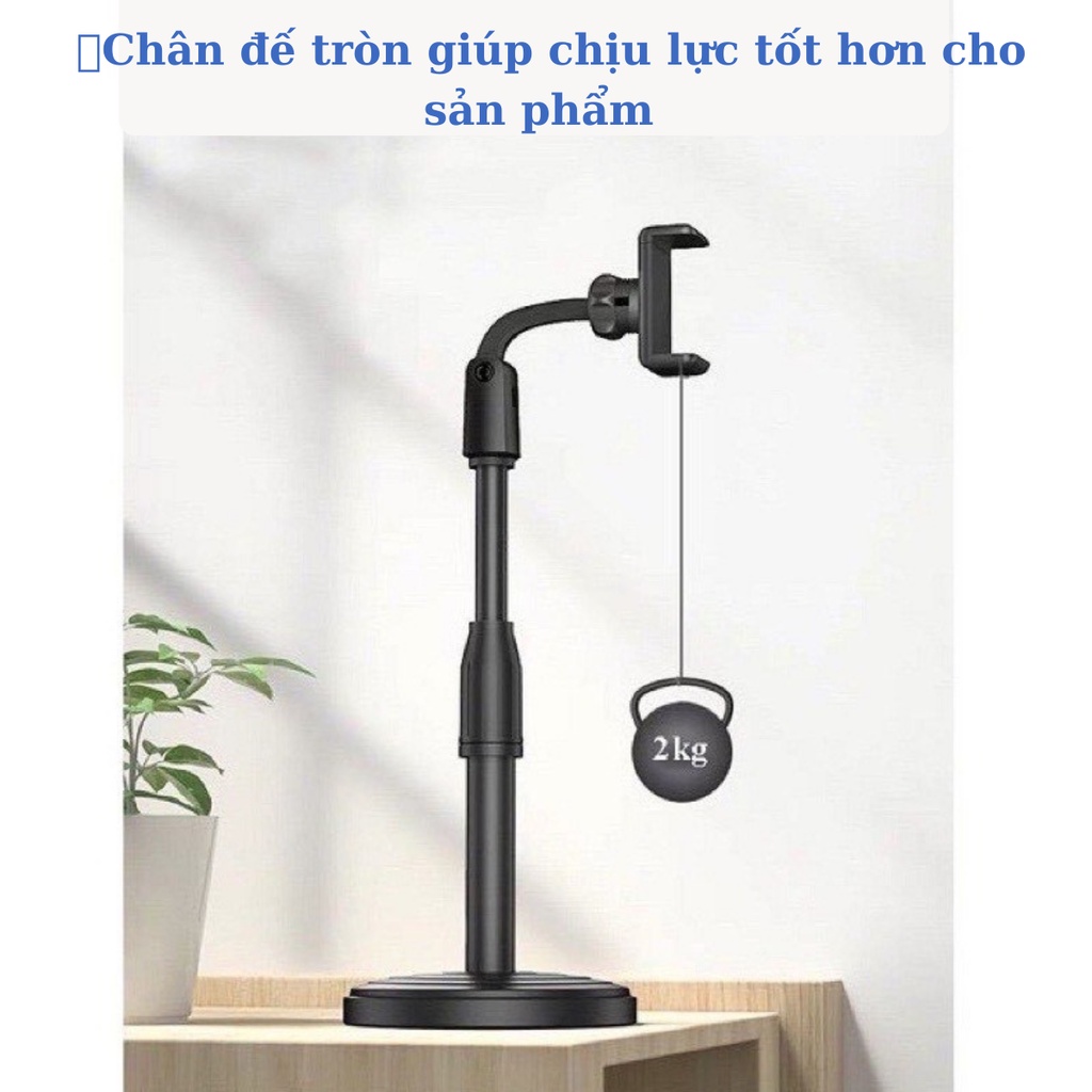 [Giá đỡ] Chân đế để bàn kẹp điện thoại bằng thép, xoay 360, có thể kéo dài tiện dụng dùng livestream, quay video và giải trí, thép không rỉ.