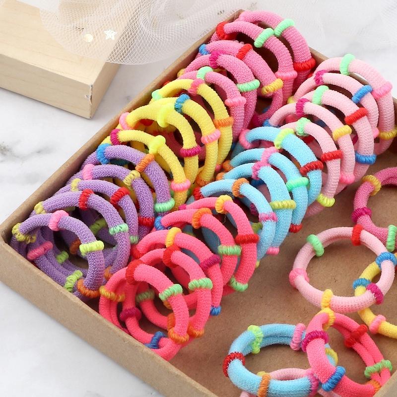 SET 50/100 thun buộc tóc co giãn nhiều màu sắc CẦU VÒNG ngọt ngào xinh xắn