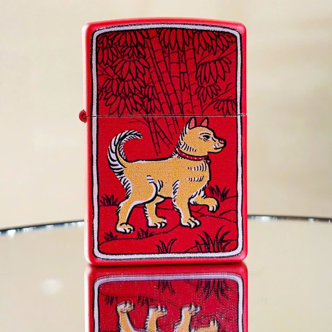 Bật lửa Zippo Year of the Dog - Phiên Bản 12 Con Giáp (Tuổi Tuất) Thiết Kế Việt Nam, Sơn Tĩnh Điện Đỏ May Mắn Chính Hãng