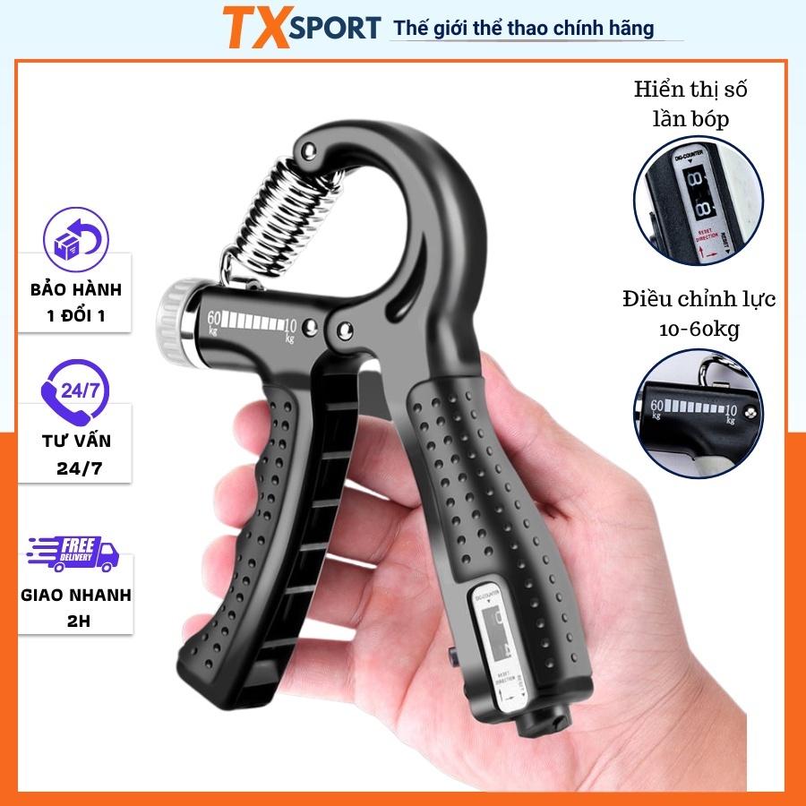 Kìm bóp tay đếm số kiềm bóp tay tùy chỉnh lực 5-60kg TXstar tập cơ tay tại nhà, hand grip - Kìm Đen Mẫu Mới - Không đêm