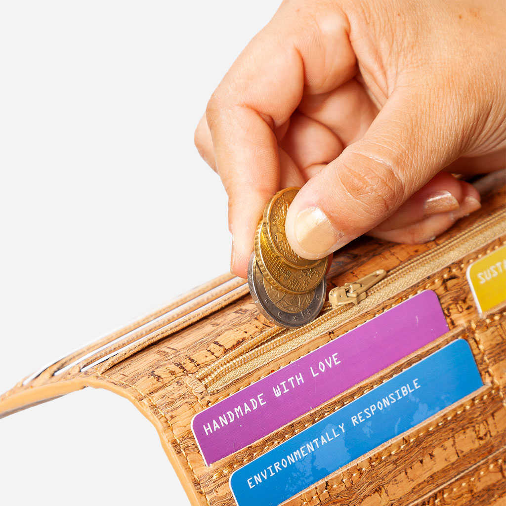 Ví nữ dạng mỏng Slim Wallet gập bấm cúc - HGcork Corkor  CK274 - Nhiều màu - Vật liệu 100% da cork thực vật thuần chay từ vỏ cây sồi Bồ Đào Nha, Siêu bền, Chống cháy, Chống mốc, Chống thấm nước, Thân thiện với môi trường – Hàng chính hãng, Sản xuất Handma