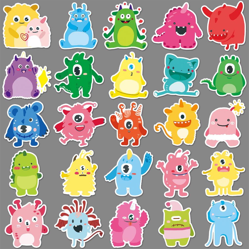 Sticker MONSTER QUÁI VẬT hoạt hình cute trang trí mũ bảo hiểm,guitar,ukulele,điện thoại,sổ tay,laptop-mẫu S110