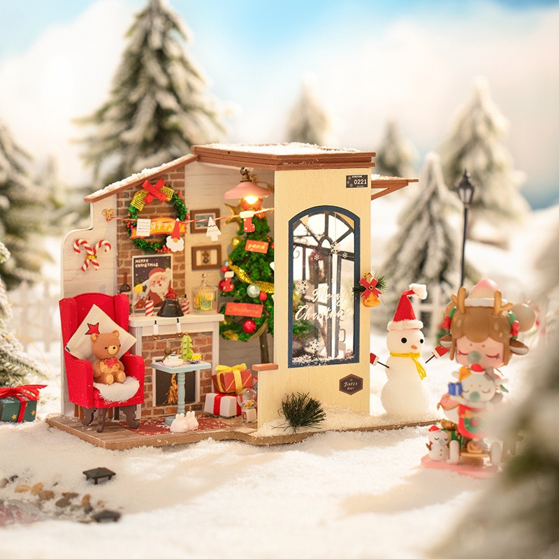 Mô hình nhà búp bê lắp ráp bằng gỗ SNOW HOUSE -- Quà tặng giáng sinh