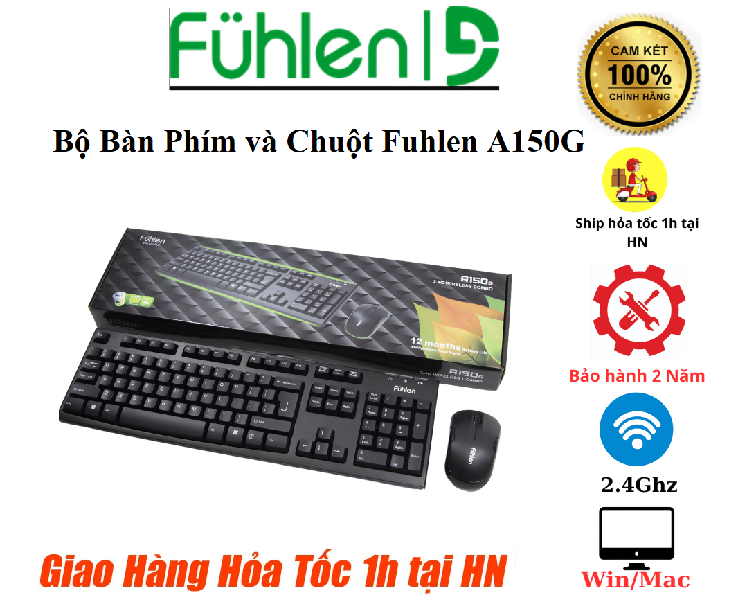 Combo Bàn Phím và Chuột Không Dây Fuhlen A150G - Hàng Chính Hãng BH 2 Năm