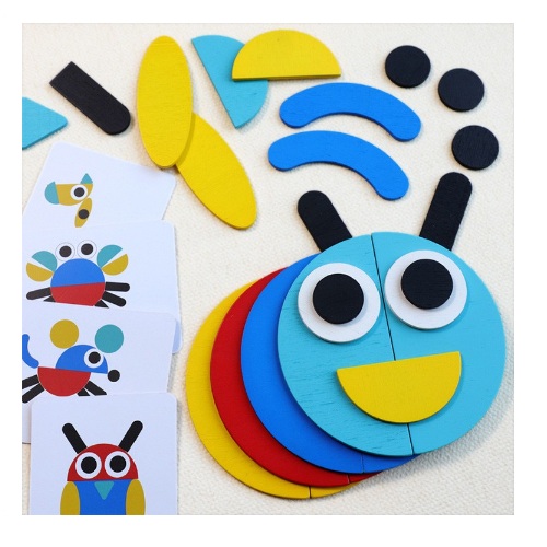 Ghép hình Tư duy Tangram gỗ theo thẻ