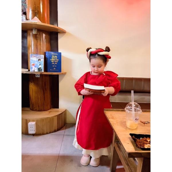 Áo dài đỏ bé gái tặng kém mấn rất xinh cho mùa lễ,tết