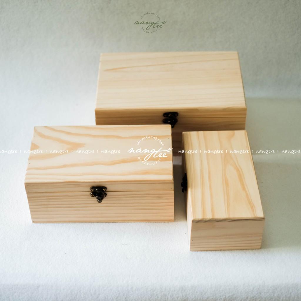COMBO 3 Hộp gỗ chữ nhật, hộp nắp gỗ đựng đồ