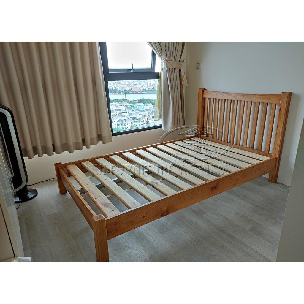 Giường nan dọc gỗ sồi Mỹ 1m2x2m