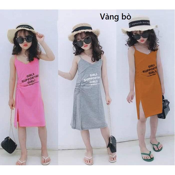 Đầm dây tăng-đơ, may nhúng hông, chẻ tà, chất cotton mềm mịn, cho bé gái 7kg-40kg - Quần áo trẻ em - SockiMall