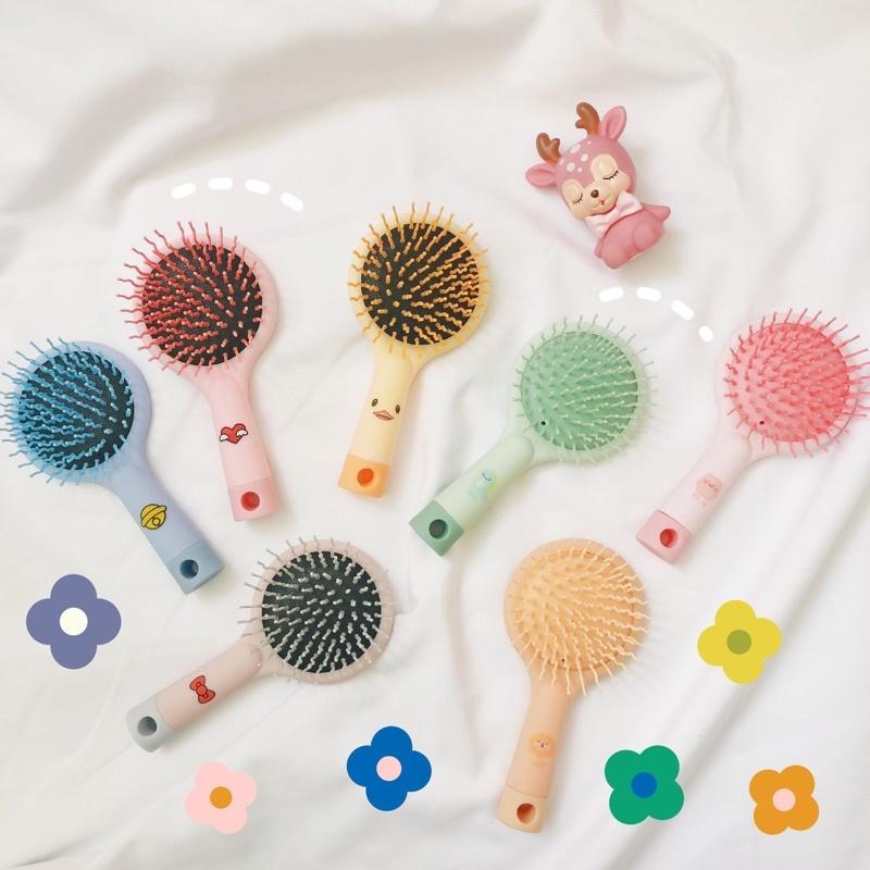 Lược gương 2in1 chải tóc gỡ rối massage da đầu giảm rụng & kích thích mọc tóc cute nhiều màu - Lượt chải tóc kèm gương