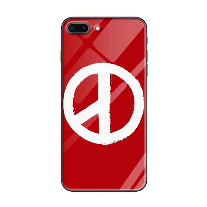 Ốp lưng kính cường lực cho iPhone 7 Plus /8 Plus Nền Peace Y Nền Đỏ - Hàng Chính Hãng