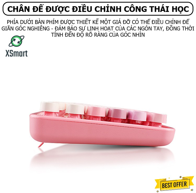 Bộ bàn phím và chuột không dây XSmart MOFii N720 MẪU MỚI màu SON, Hồng cực đẹp, COMBO dùng cho máy tính, pc, laptop - Hàng Chính Hãng