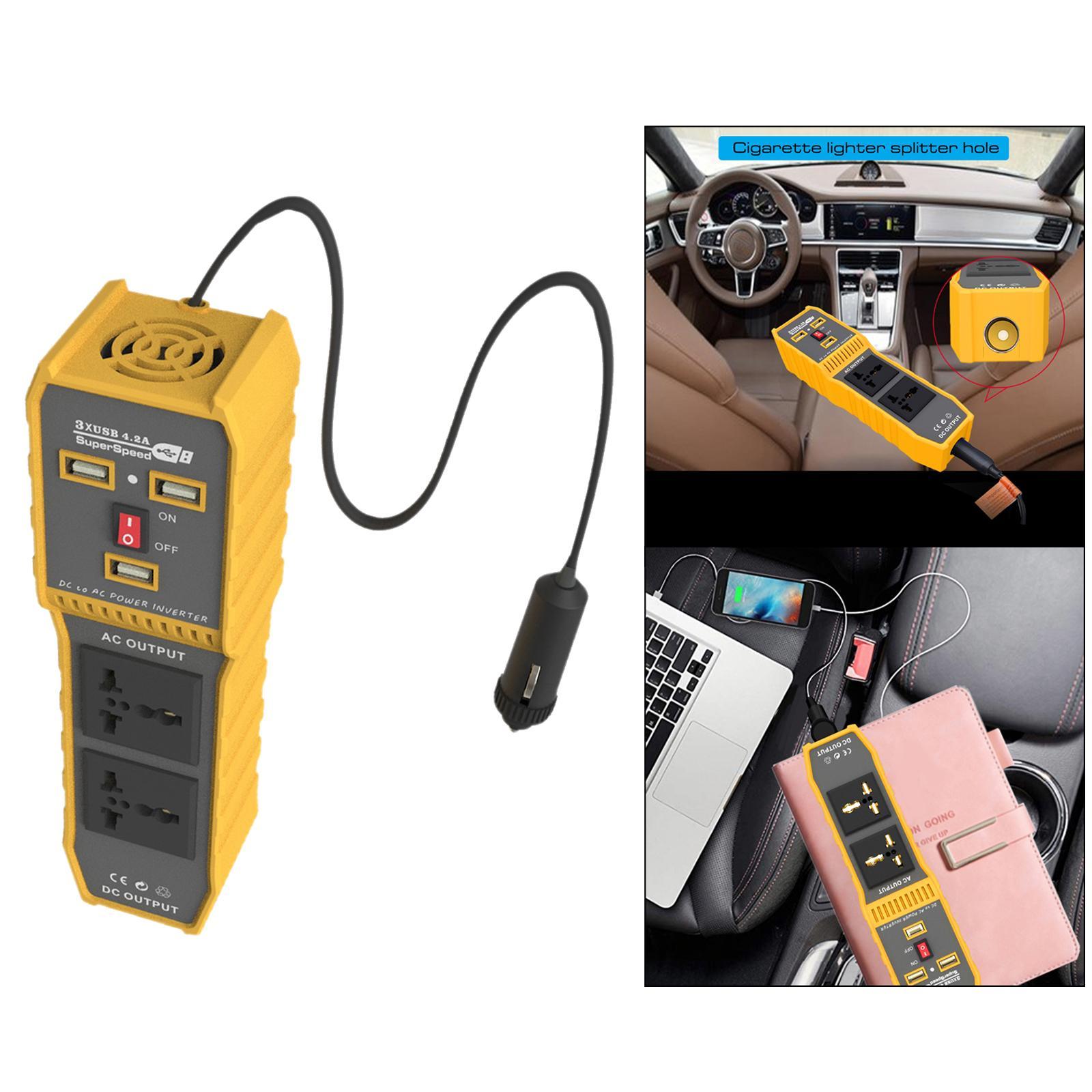 DC to AC Car Power Inverter Charger 3 USB Ports 2 AC Outlet Peak 400W 220V