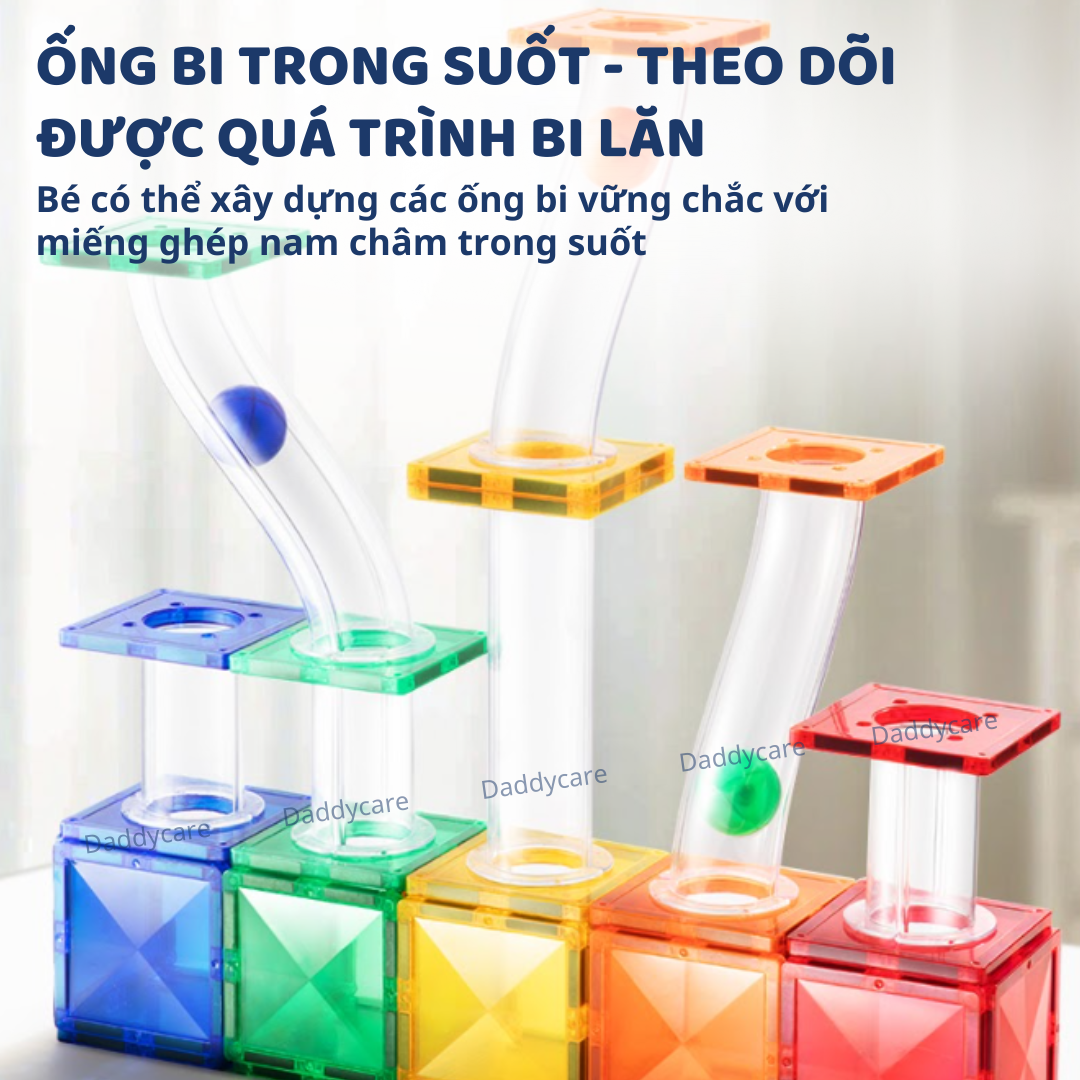 Bộ xếp hình nam châm lắp ráp đường ống Mideer Colorful Magnetic Tiles- Marble Run