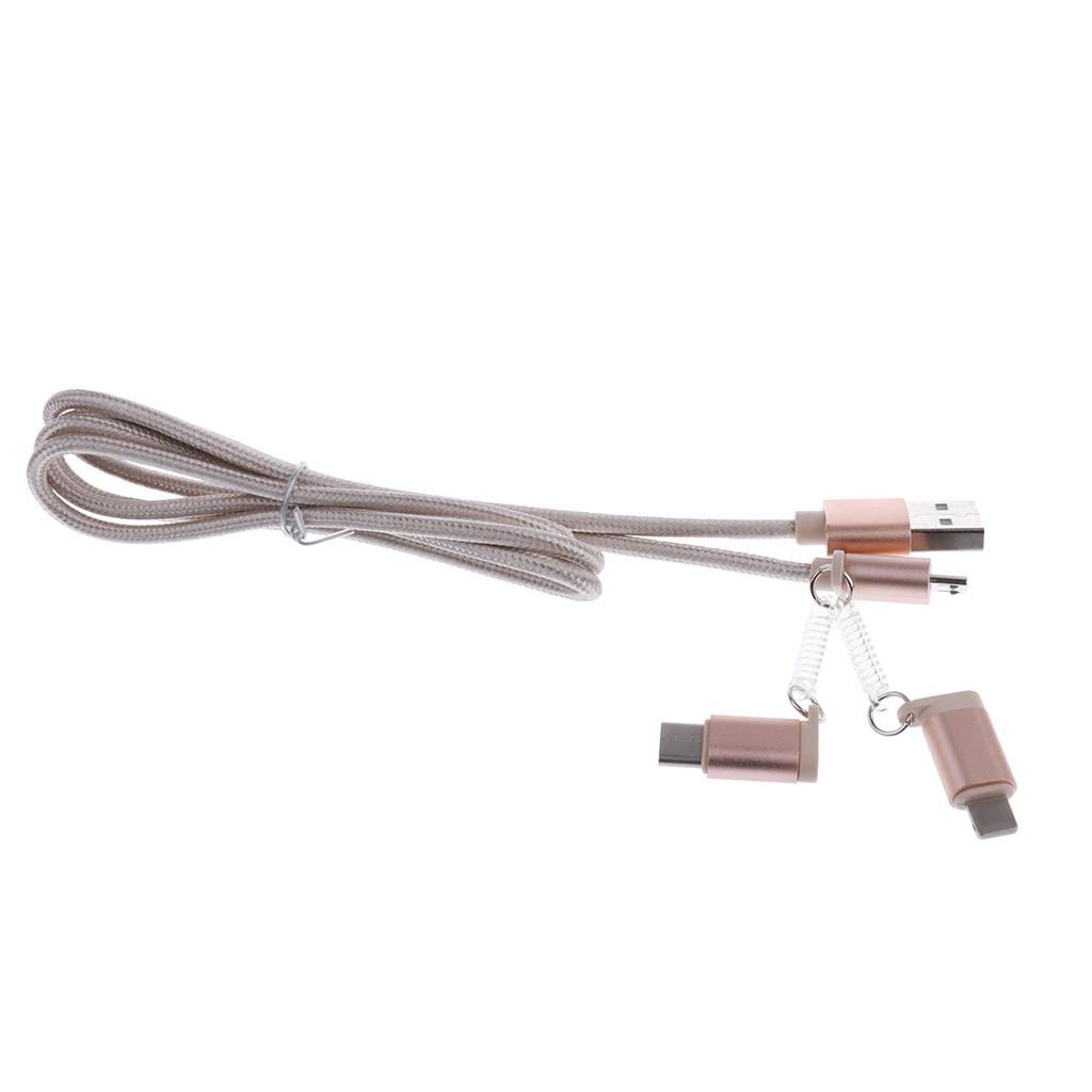 3 In 1 Nylon Cable Micro USB/Type C Sync Charge For All Devices IPhone