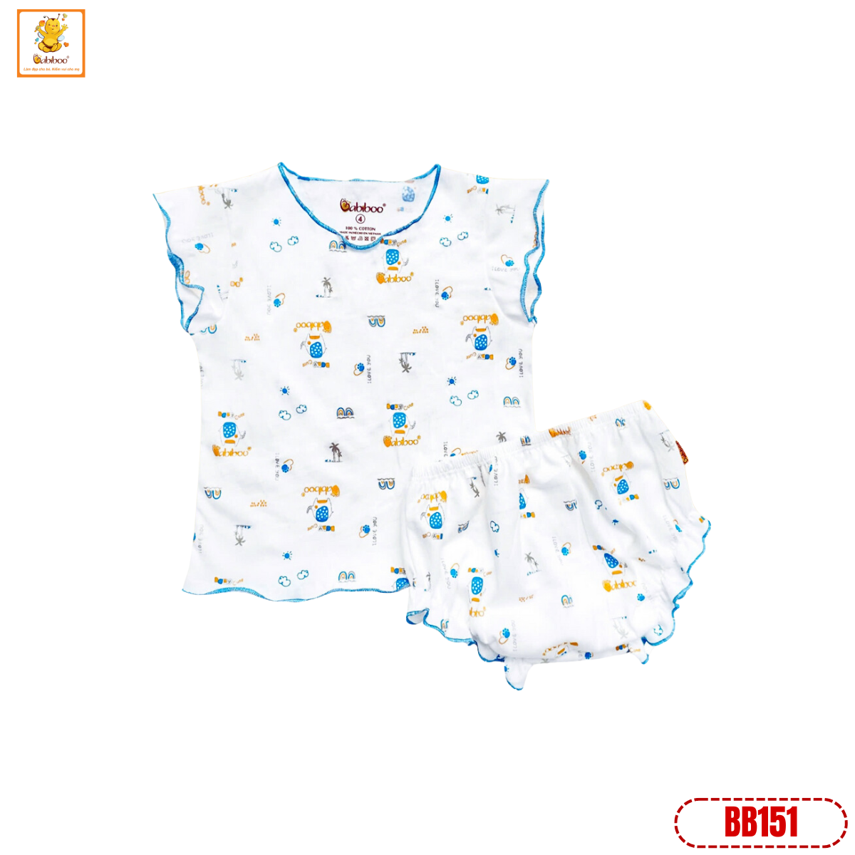 Đồ bộ cho bé gái Babiboo vải cotton mịn màng, họa tiết xinh xắn- BB151