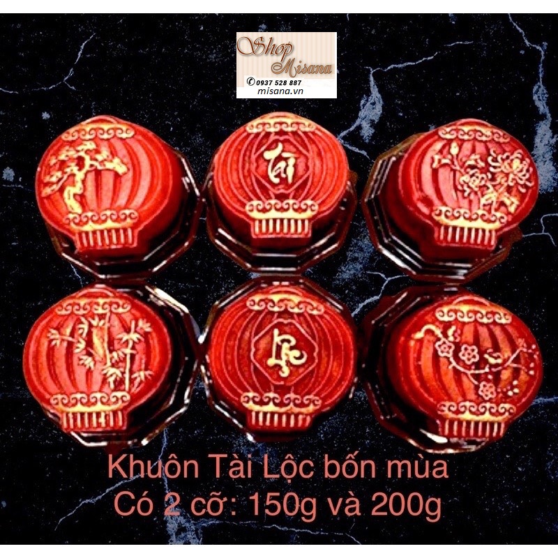 Khuôn trung thu lò xo hình lồng đèn Tài Lộc Bốn Mùa 200gr 6 mặt