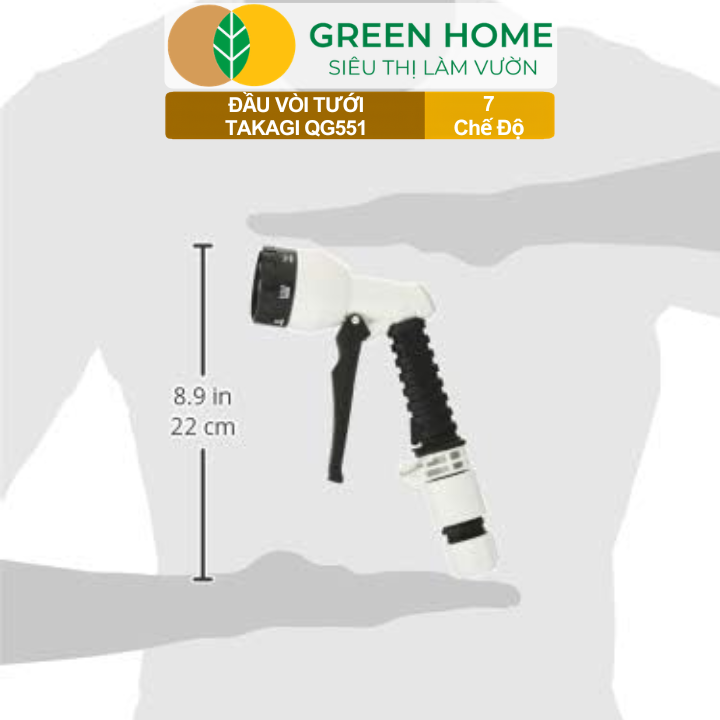 Đầu Vòi Tưới Takagi QG551 Nhật Bản GreenHome, 7 Chế Độ Phun, Chất Liệu Cao Cấp, Tưới Và Rửa Đa Năng