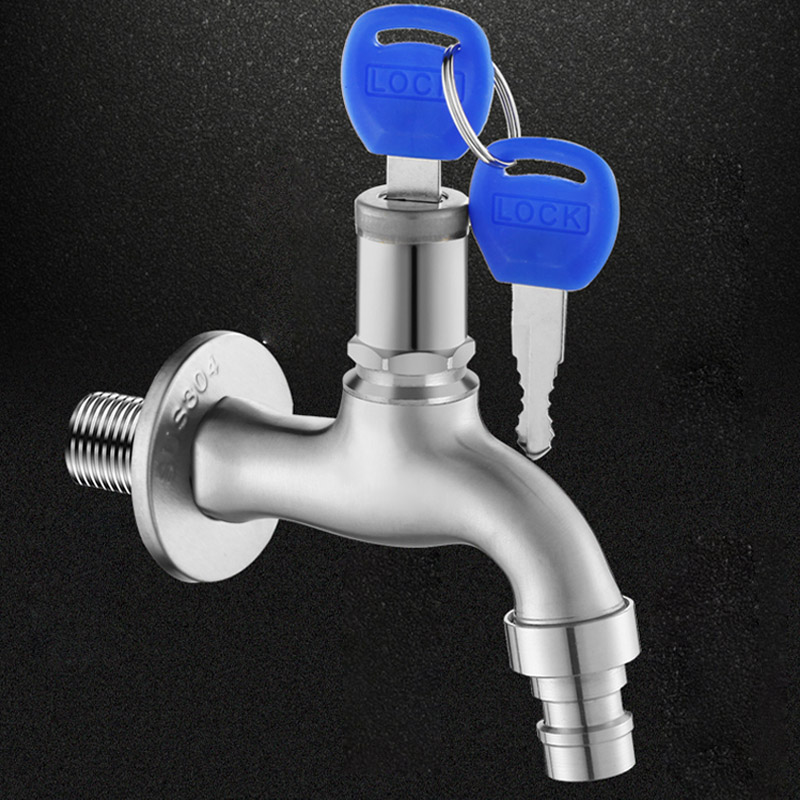 Vòi nước lạnh gắn tường mởi bằng chìa khóa DN15, Inox 304, dùng làm vòi rửa ngoài nhà
