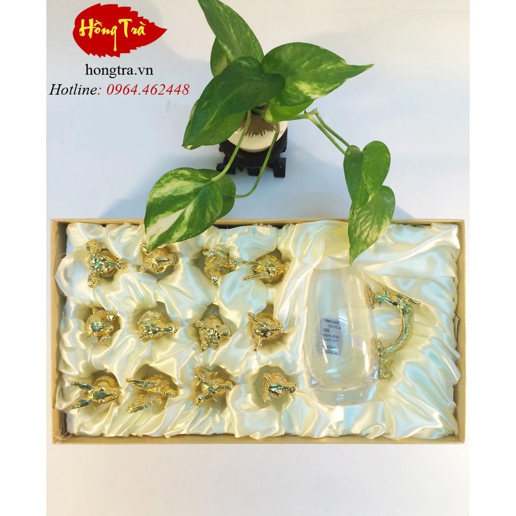 BỘ ẤM THỦY TINH 12 CON GIÁP MẠ VÀNG
