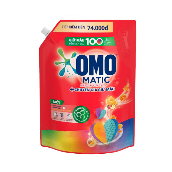 Túi Nước giặt OMO Matic Hương Cam & Hổ phách Chuyên gia giữ màu Cho máy giặt cửa trên 3.6kg