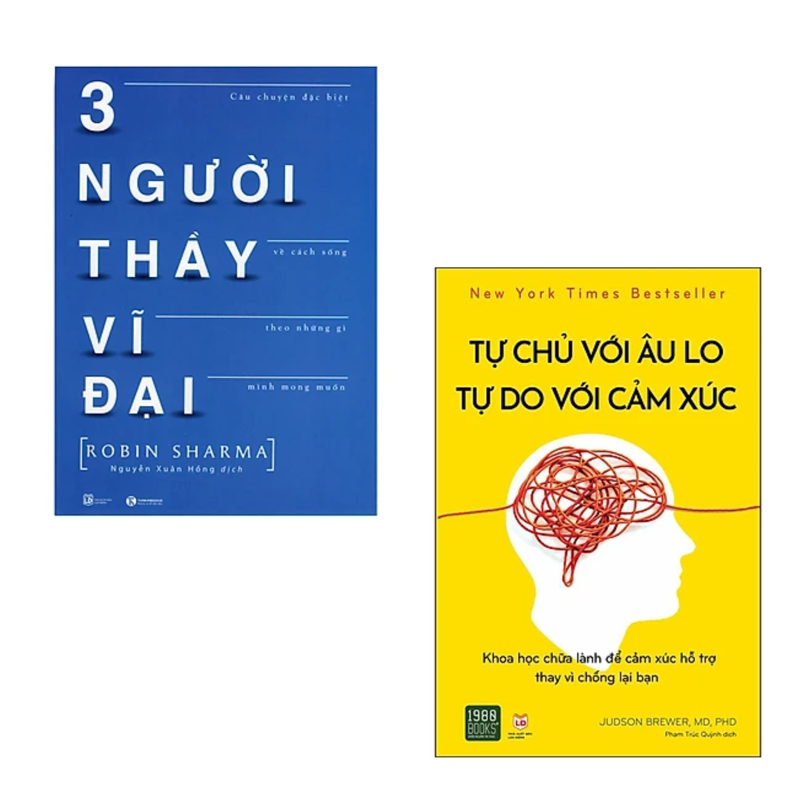 COMBO 2 cuốn sách Tư duy, kĩ năng sống - Ba Người Thầy Vĩ Đại + Tự Chủ Với Âu Lo, Tự Do Với Cảm Xúc