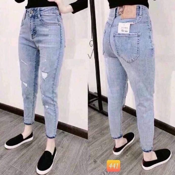 quần baggy jean nữ xanh rách cao cấp-chất liệu denim co dãn,form chuẩn shop (ảnh thật)BEN shop0807 MM3