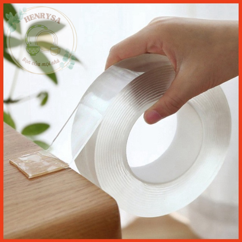 Băng Keo Nano 2 Mặt Trong Suốt Dài 5 Mét Siêu Dính, Có Thể Tái Sử Dụng, Độ dàn hồi cao - HENRYSA