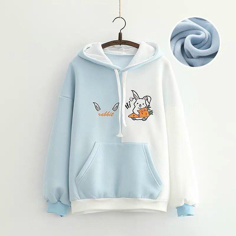 Áo hoodie nữ ️️ áo khoác hoodie nữ ( THỎ CÂM CAROT ) CUTE AO HOODIE DƯỚI 60KG dibbycloset