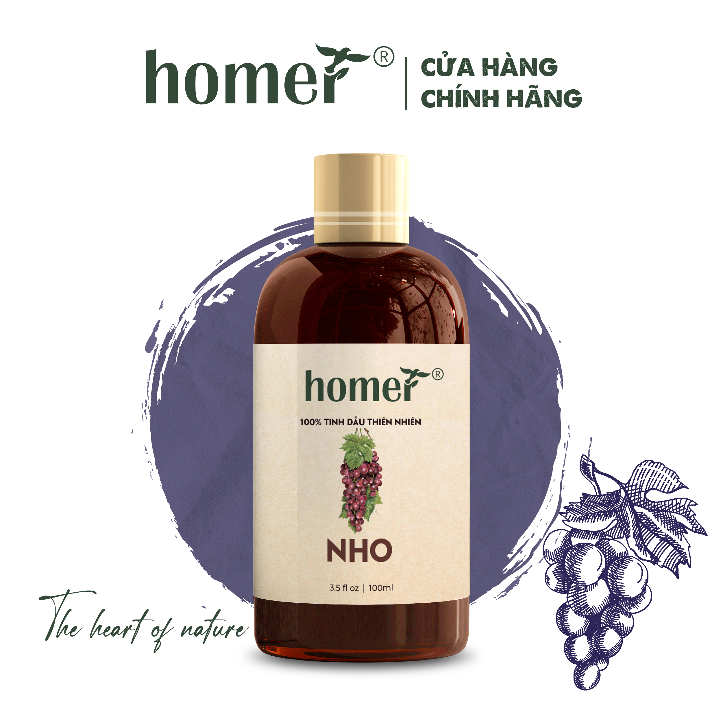 Tinh Dầu Nho Homer 100ml - Xông Thơm Phòng, Thư Giãn Khử Mùi - Tinh Dầu Trái Cây Thiên Nhiên