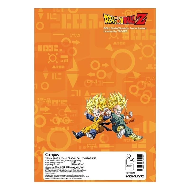 Combo 5 Tập Dragon Ball Z - B5 4 Ô Ly 48 Trang ĐL 100g/m2 - Campus NB-BDBB48 (Mẫu Màu Giao Ngẫu Nhiên)
