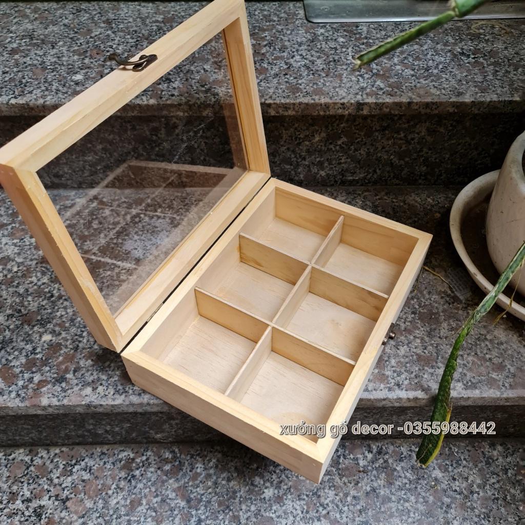 Hộp Gỗ Đựng Đồ Chia Ngăn Trang Trí Đựng Trà, Bánh, Trang Sức- Hộp Gỗ Quà Tặng - Woody Box