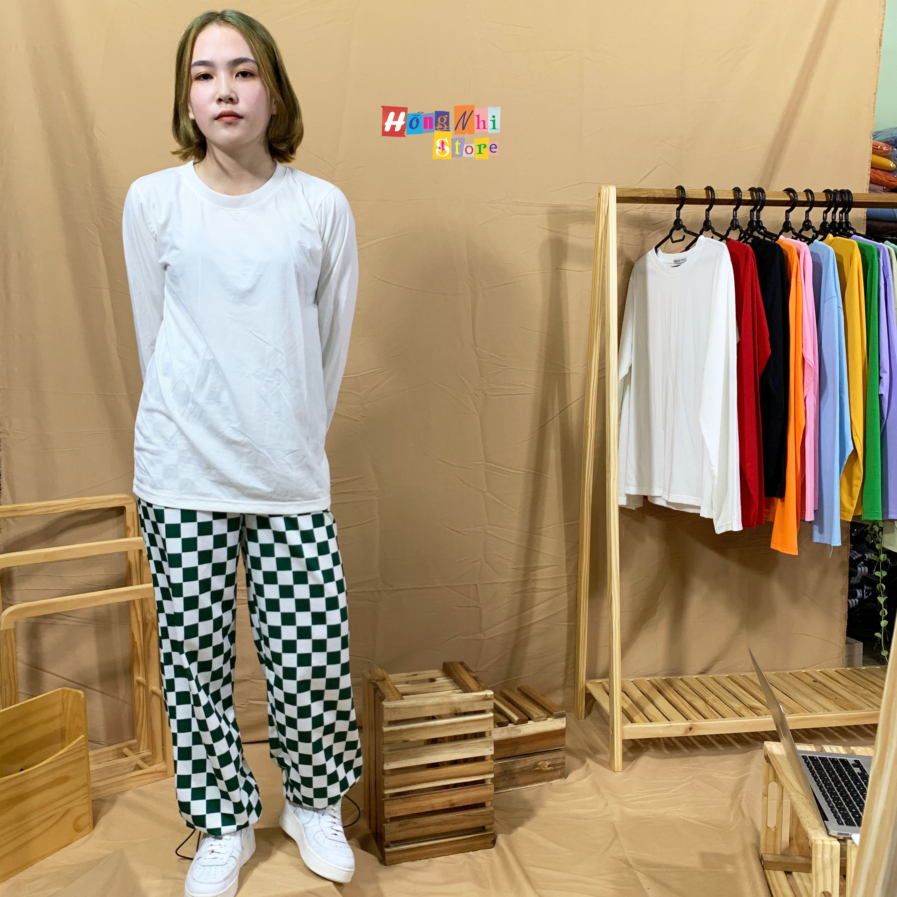 Áo Thun Tay Dài Trơn Dáng Rộng Màu Trắng Long Tee White Unisex - MM