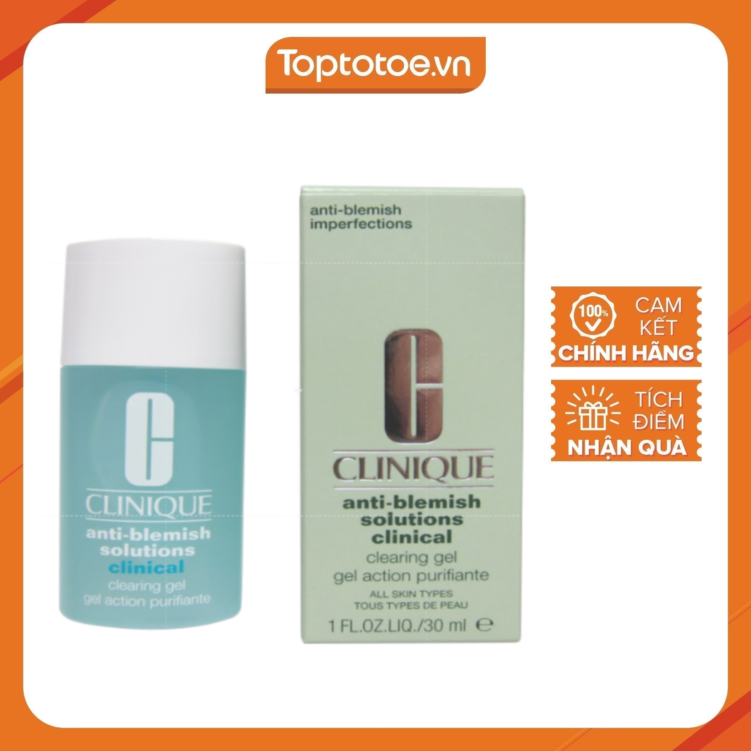 Gel hỗ trợ hỗ trợ trị mụn Clinique Acne Solutions - Clinical Clearing Gel 30ml