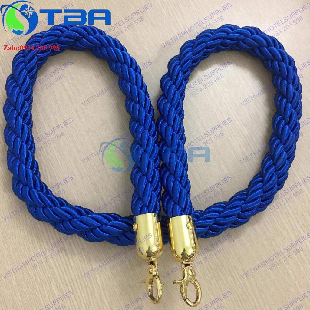 Dây thừng bện màu xanh móc khóa vàng cho trụ chắn inox dây trùng nhập khẩu cao cấp