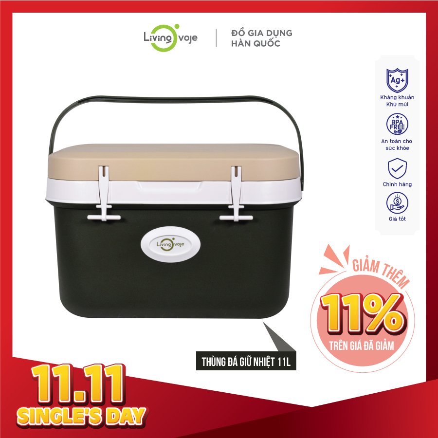 Thùng đá 11L - 25L - Thùng Giữ Nhiệt Cắm Trại - Ice Box Màu Xanh Be - Hot trend 2023