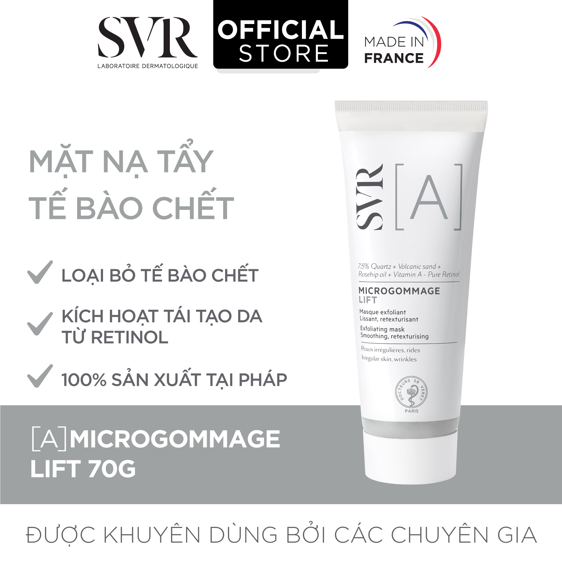 Mặt nạ và tẩy tế bào chết SVR [A] Microgommage Lift