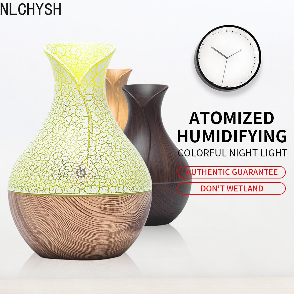 Điện Mini Máy Tạo Độ Ẩm Không Khí USB Siêu Âm Tinh Máy Khuếch Tán Tinh Dầu Vân Gỗ Thoáng Mát Phun Sương Tạo Đèn LED Cho Nhà Văn Phòng