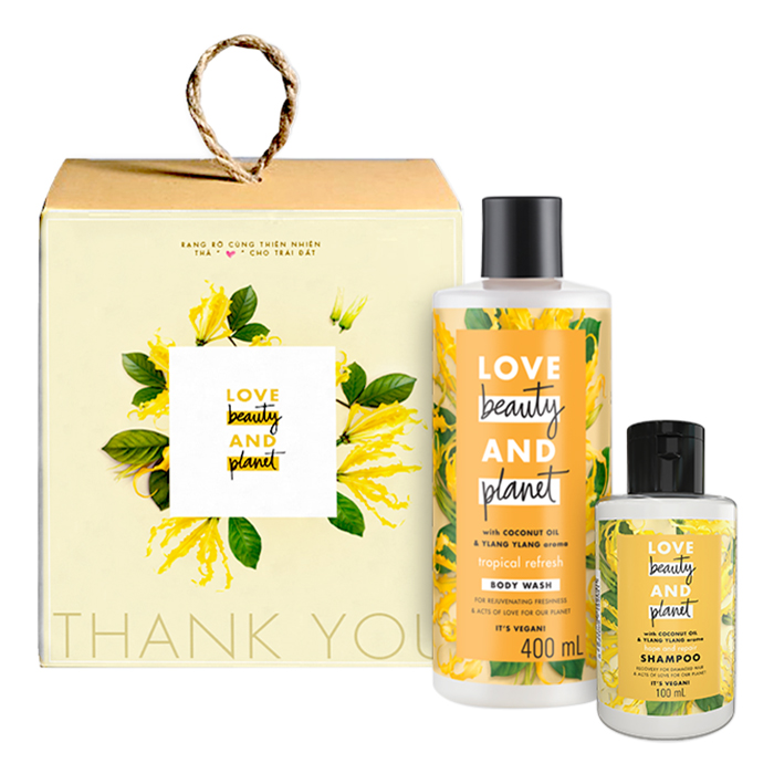 Hộp Quà Tặng Sữa Tắm Love Beauty And Planet Phục Hồi Da Khô (400ml) + Kèm Dầu Gội Love Beauty And Planet Cho Tóc Nhuộm (100ml)