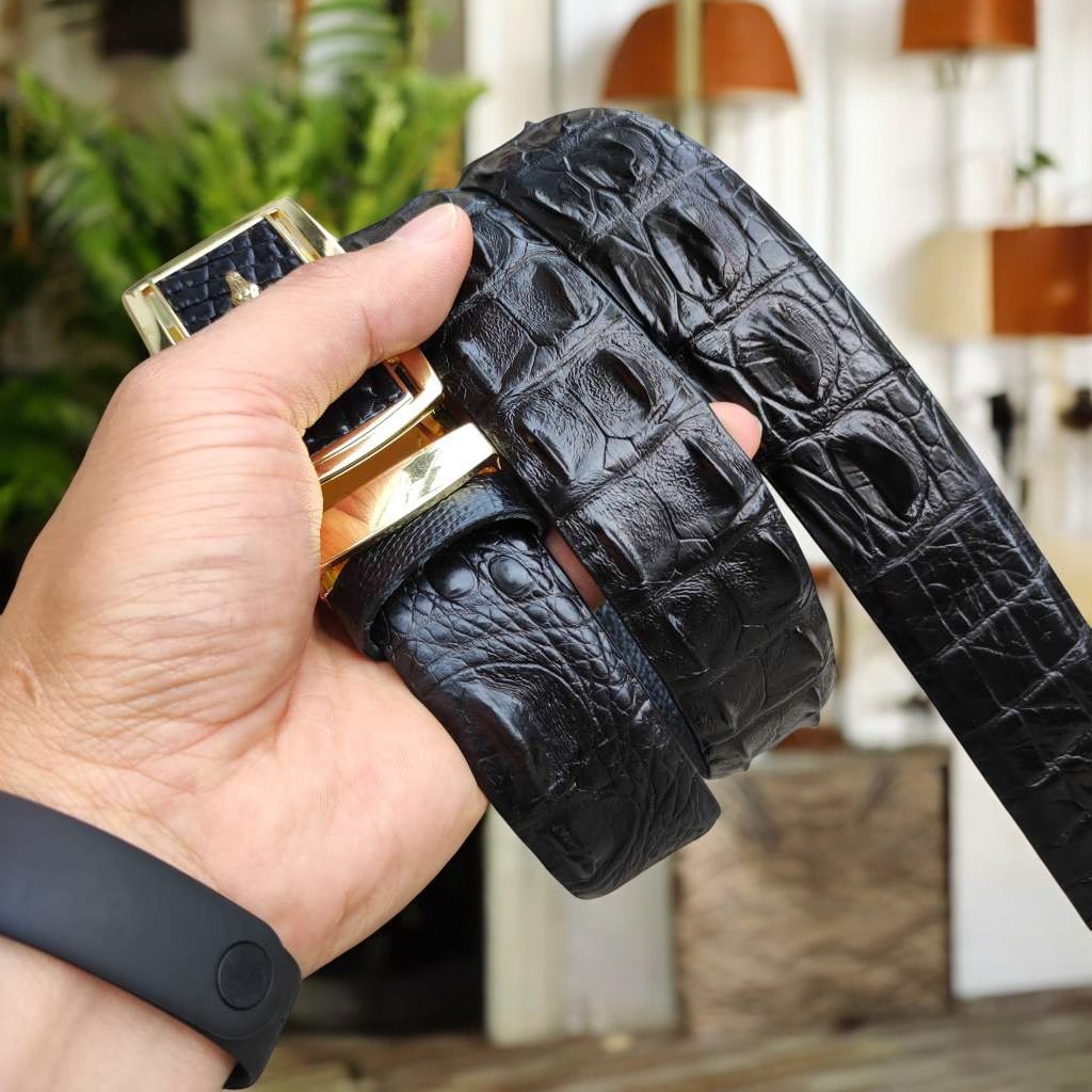 BIG SALE..! Thắt Lưng Cá Sấu CÓ GÙ RẤT ĐẸP TS106V (mặt vàng)