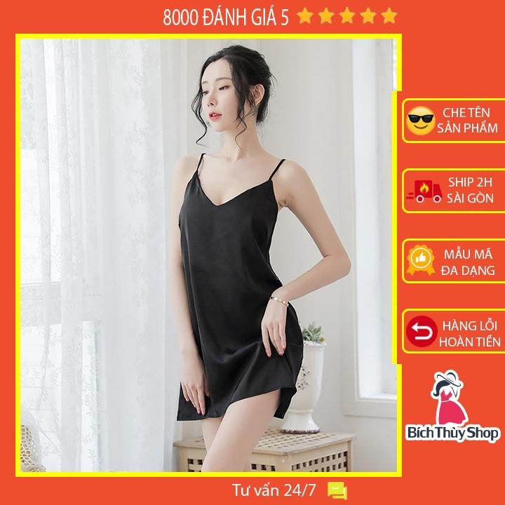 Váy ngủ lụa gợi cảm hai dây đơn giản váy mặc lót trong đầm với 4 màu siêu hot