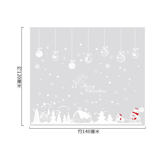 Decal trang trí noel thành phố tuyết và rèm trái châu