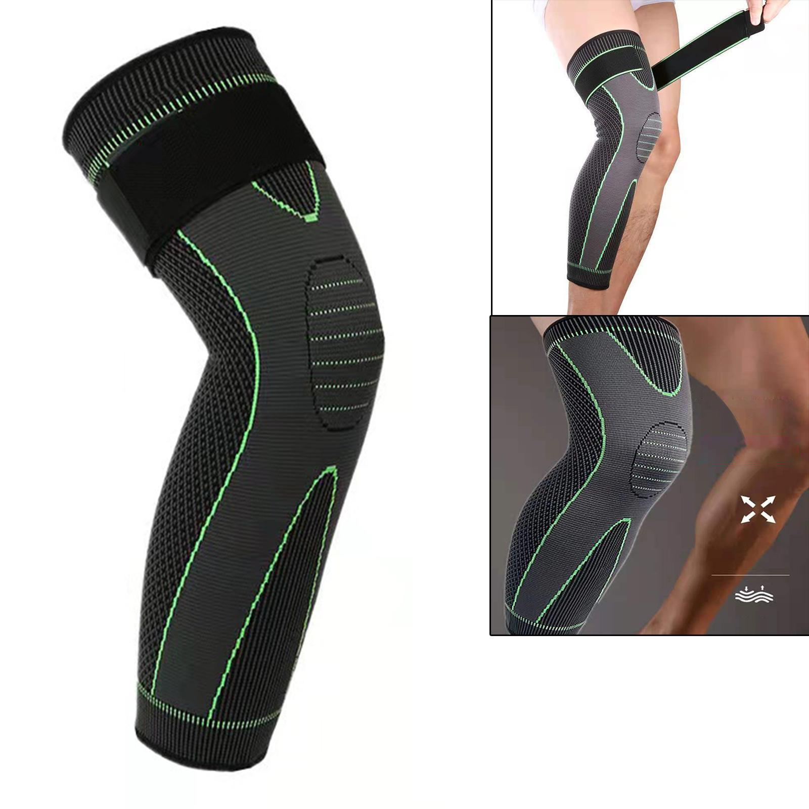 Elastic Knee Brace Pressure Long Compression Sleeve Breathable Knee Protector for Running Basketball Cycling Sports Injury Recovery