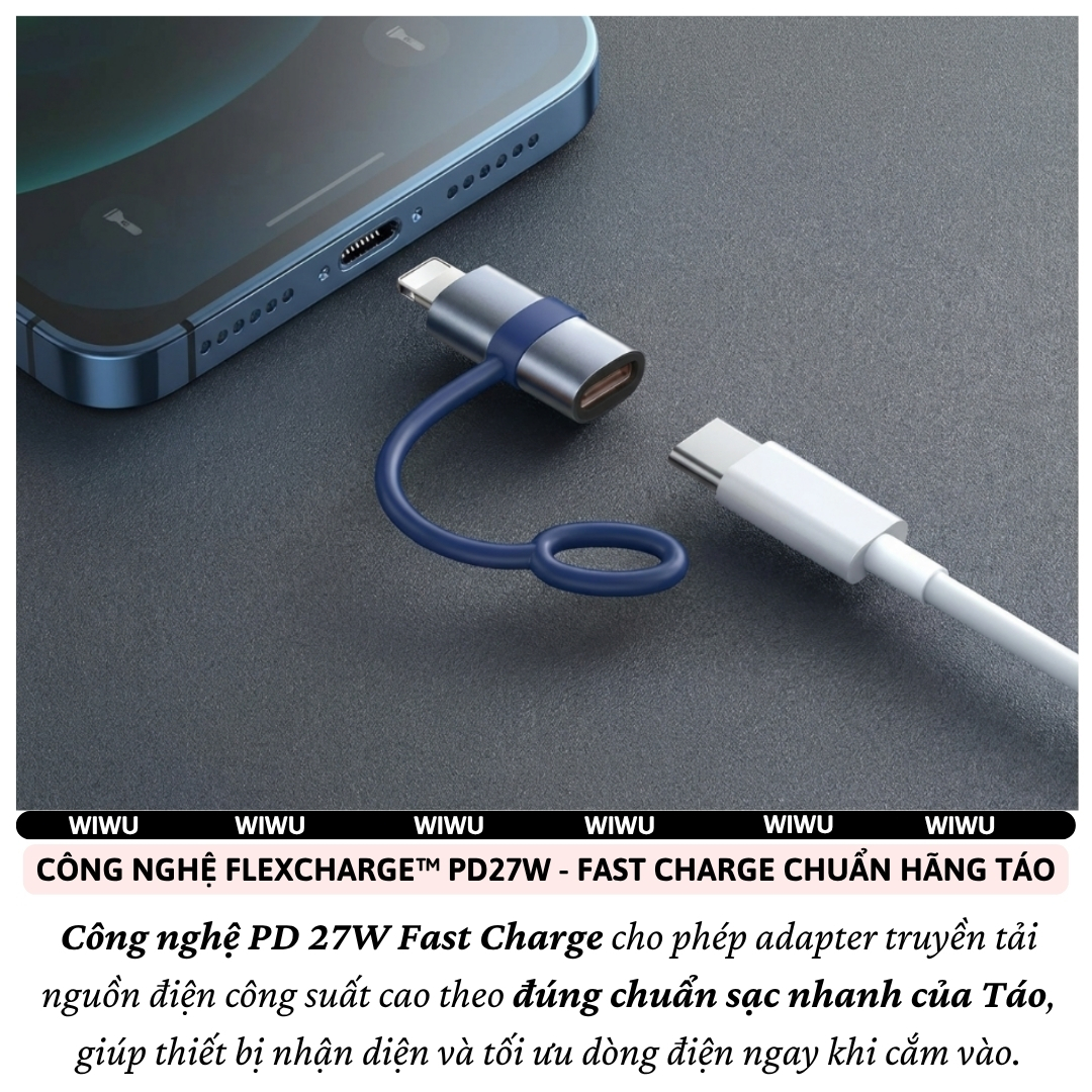 Adapter OTG chuyển đổi WIWU Legend USB-C to L(iP)  và L(iP) to Type-C Sạc nhanh PD 27W USB 3.0 Tốc Độ Cao, Chip Kép Thông Minh, Mini Chống Thất Lạc - Hàng nhập khẩu