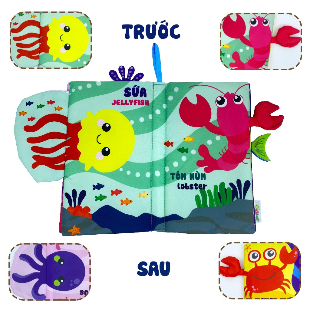 Đồ Chơi Giáo Dục Sớm Sách Vải Tương Tác Song Ngữ - Đoán Đuôi Con Vật - Pipo Vietnam