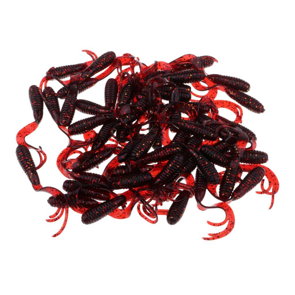 50pcs Soft Fishing Lure Grum Worms Jelly Lure Jig Head Bait Made of durable soft plastic
