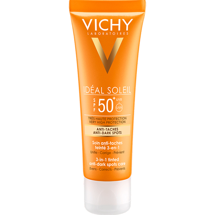 Bộ Kem Chống Nắng Ngăn Sạm Da, Giảm Thâm Nám Vichy Ideal Soleil Anti Darkspot 50Ml Và Gel Rửa Mặt Normaderm Phytosolution 50Ml