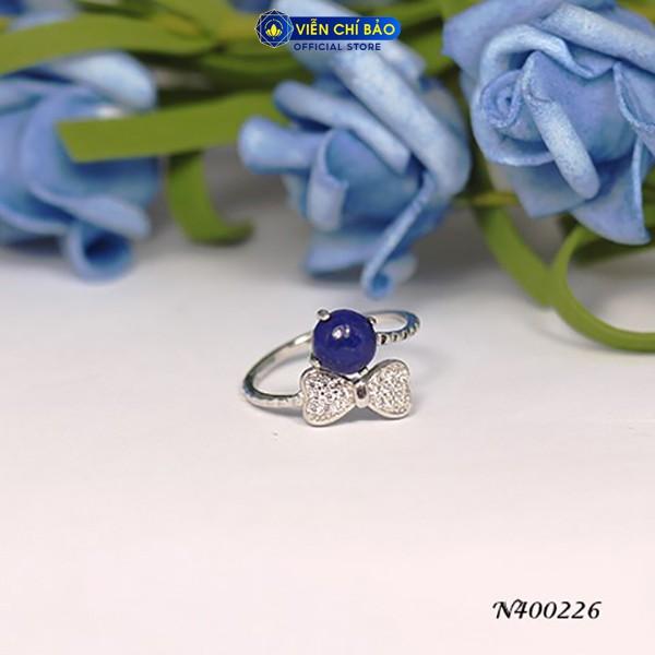 Nhẫn bạc nữ nơ gắn đá Lapis Lazuli chất liệu bạc Thái thời trang phụ kiện trang sức nữ thương hiệu Viễn Chí Bảo N400226