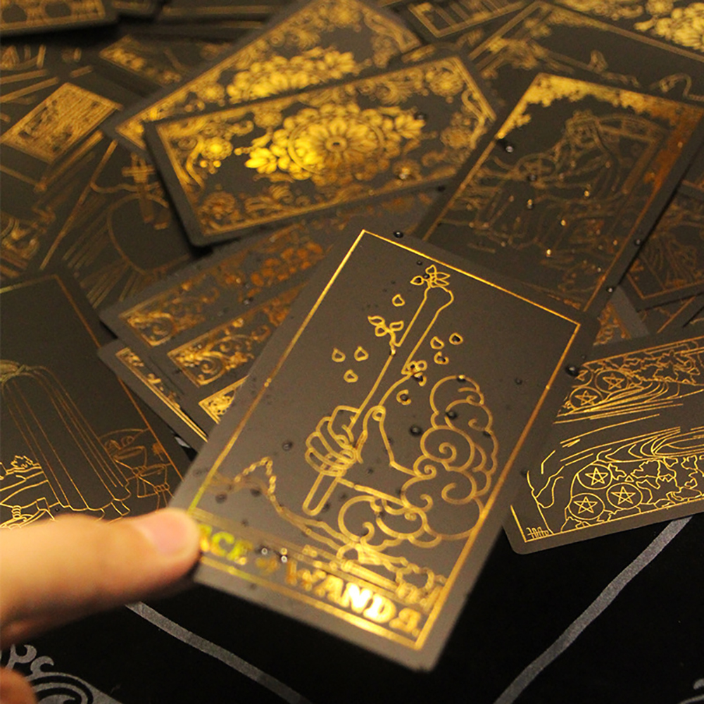 [Bài Nhựa Size Gốc] Bộ Bài Tarot Gold Foil Cao Cấp Waite Black Chất Liệu PVC Chống Nước The Fool Hộp Cứng