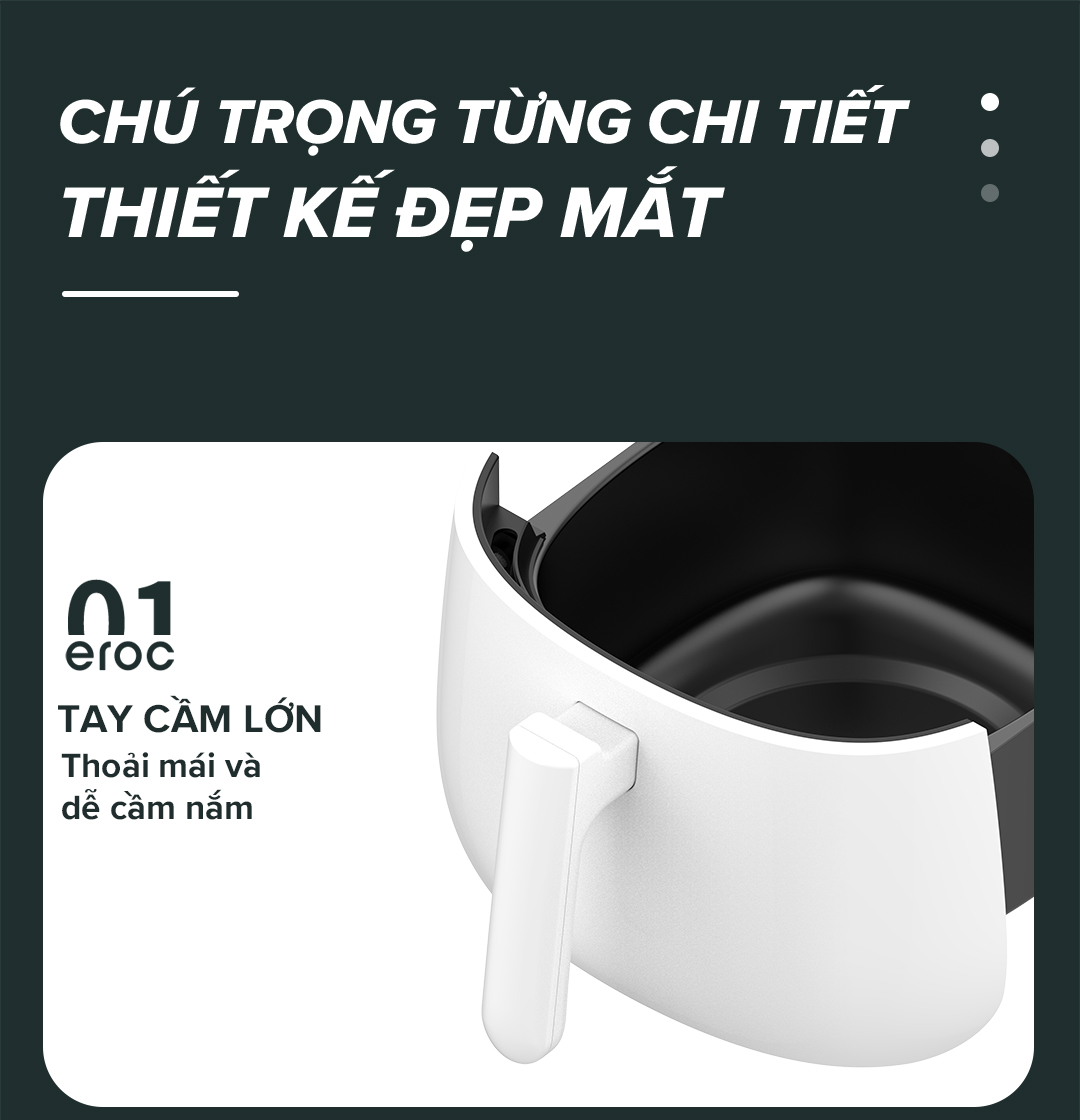 Nồi Chiên Không Dầu Điện Tử Eroc V-D1 Chống Dính 5.5L Màn Hình Cảm Ứng Chạm - Hàng Chính Hãng